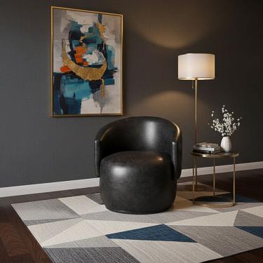 Imagem de Poltrona Decorativa Sala Estar Orgânica Beatriz Corino Preto - Montanaris Decor