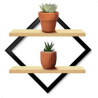 Imagem de Quadro Prateleira Nicho Duplo Decorativo Com Moldura MDF e Pinus - Cia