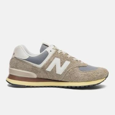 Imagem de Tênis New Balance Unissex 574v2, 41BR, Bege, Azul