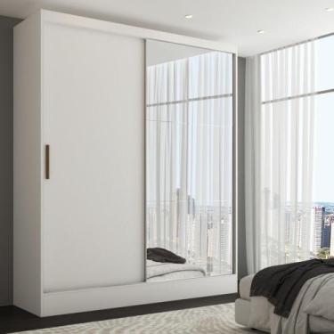 Imagem de Guarda-Roupa Solteiro Hera 2 Portas 2 Gavetas com Espelho Branco - Pan