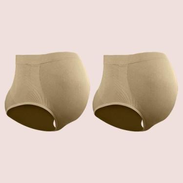 Imagem de Kit 2 Calcinha Maternity Zee Rucci Tanga Sem Costura, Bege, P