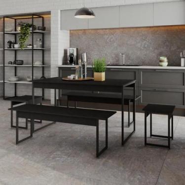 Imagem de Mesa de Jantar com 2 Bancos e 2 Banquetas Industrial TUB - Metalig, Pr