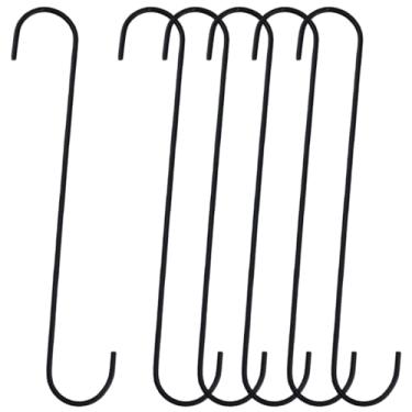 Imagem de Meprotal 6 ganchos S extra grandes, ganchos de ferro S de 29 cm, resistentes para pendurar plantas, cesta, galho de árvore, armário, jardim, pérgula, uso interno e externo, preto