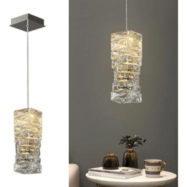 Imagem de Pequeno Mini Lustre de Cristal Luzes Pendentes Ilha Bar Cromado Regulável LED Linear Luminária Pendente Nordic Moderna Luminária Pendente de Teto Para Quarto Sala de Jantar Cozinha Corredor
