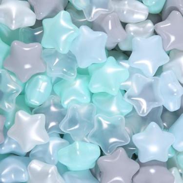 Imagem de GOGOSO Bolas De Plástico Para Piscina Bolinhas Crianças Pequenas, Bolinhas, Pastel Bebês, Sem Bpa, Atóxicas E À Prova Esmagamento, Divertidas, Em Formato Estrela, Azul Branco, Transparente, 100 Peça