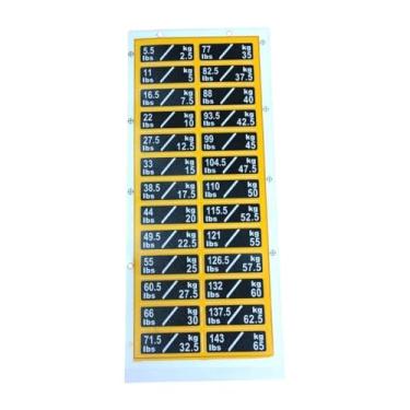 Imagem de KiBcsLic Etiquetas de decalques para pilhas de pesos, acessórios para equipamentos de exercício, adesivos de peso para treino de força, 2.5 Kg Preto Amarelo