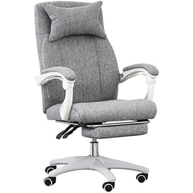 Imagem de Escritório executivo, tecido de design ergonômico, escritório de computador com apoio de cabeça, ângulo de inclinação ajustável, apoio de braço e apoio para os pés acolchoados, tarefa giratória