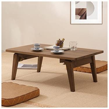 Imagem de Mesa de cocktail de madeira, mesa baixa de altar para meditação, mesa de centro dobrável de tatami, pequena mesa de chá para sentar no chão, bandeja de servir pequeno-almoço, escrita para jogos (marr