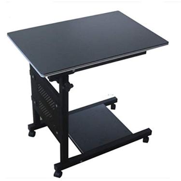 Imagem de Mesa portátil para computador móvel, mesa portátil moderna de madeira com rodinhas para laptop, escritório em casa, mesa de trabalho