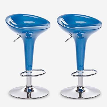 Imagem de UISLA Banco de bar giratório para móveis, conjunto de 2 bancos, banco de balcão elevador, banco de altura de cozinha, bar com apoio para os pés/branco/G