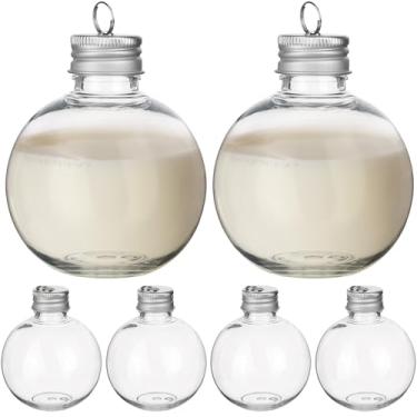 Imagem de SUPVOX 10 peças de enfeites de Natal transparentes – Decorações de árvore em forma de garrafa de suco de plástico com ganchos para doces, licores e artesanato DIY (capacidade de 150 ml, lembrancinhas
