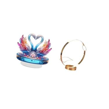 Imagem de Fenteer Escultura de Cisne de Ferro Acrílico, Suporte para Garrafa de Vinho, Peça Central de Mesa, Organizador de Prateleira de Metal, Estante, Decoração de a