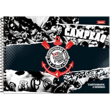 Imagem de Kit de Cadernos de Desenho, Foroni, Universitário, Capa Dura, Corinthians, 80 Folhas, Pacote com 5
