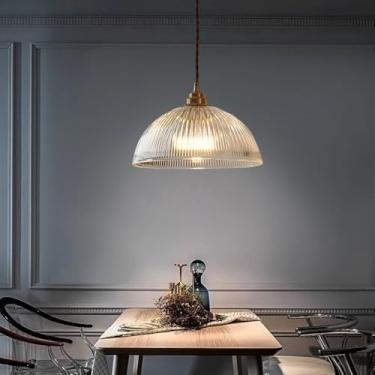 Imagem de YQSLQZZ Luminária pendente de vidro cúpula, luzes de teto suspensas sobre a mesa de jantar, lustre de iluminação decorativa de ilha de cozinha, para pia corredor de entrada de escada