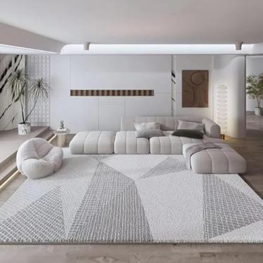 Imagem de Tapetes Sala De Estar Grande 200 X 300 Cm Antiderrapante Tapete De Pilha Curta Macia Para Escritório Quarto Sala De Jantar Patchwork Geométrico Moderno, Gray2, 180 x 200 cm