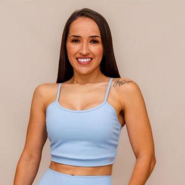 Imagem de Top Alça Confort Treino Corrida - Azul Frozen - Conforto e Estilo para