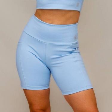 Imagem de Shorts Confortáveis com Bolso para Treino e Corrida - Azul Frozen - HN