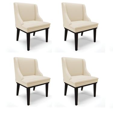 Imagem de Kit 04 Cadeiras de Jantar Liz Corino Bege Base Fixa Madeira Preto D03 - D'Rossi