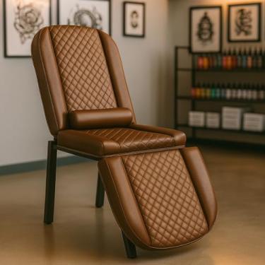 Imagem de Maca Fixa 3 Posições Reclinável Tatuagem Estética Massagem Compact One Diamante (Marrom)
