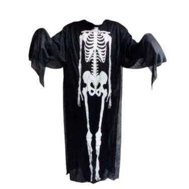 Imagem de Fantasia de Esqueleto Completa com Maquiagem – Halloween, Dia das Bruxas, Festa à Fantasia 120cm De Poliéster Para Halloween/UNICA