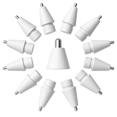 Imagem de NXVX Pontas de substituição para Apple Pencil (pacote com 12) – Pontas de metal duráveis (banhadas a paládio) – Pacote a granel para sala de aula para Apple Pencil 1ª e 2ª geração – Material escolar