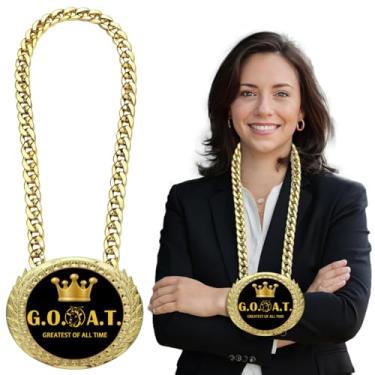 Imagem de Donrime Medalha de corrente de maior volume de negócios de todos os tempos - Prêmio de colar de troféu de cabra de ouro de 15 cm para MVP de futebol, campeão, esportes de fantasia, basquete e