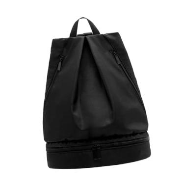 Imagem de oshhni Mochila com cordão Mochila de natação Bolsa organizadora Bolsa de equipamento portátil Mochila de praia Bolsa esportiva para ioga ao ar livre, Black L