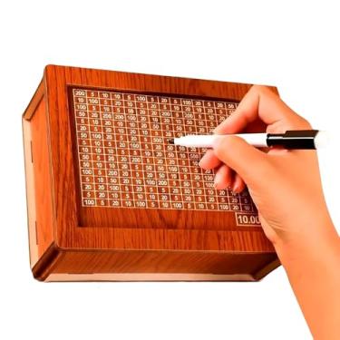 Imagem de Cofre Desafio 10Mil Woodbox Cofrinho Caixa De Dinheiro