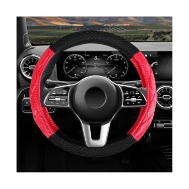 Imagem de MTRPS Capa de volante, protetor de roda de carro de couro antiderrapante com aderência confortável, capa de seda gelada respirável para quatro estações, ajuste universal, volantes de 35,5 cm 1/2-38 cm