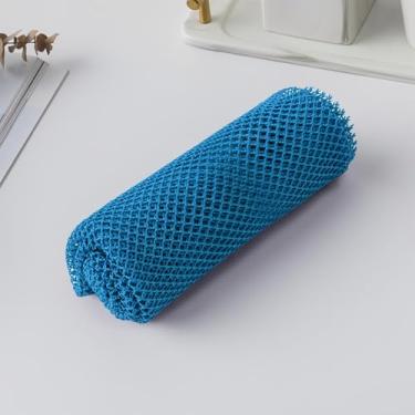 Imagem de Esponja de rede esfoliante africana, esponja de rede africana de nylon com nós, esfoliante corporal esfoliante, esponjas de banho para mulheres e homens, azul celeste