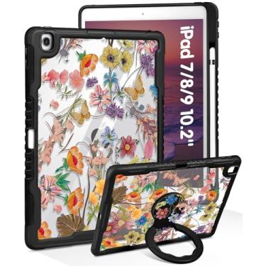 Imagem de Uppuppy Capa para iPad 9ª/8ª/7ª geração, para iPad Air 3/Pro 10,5 2017 – Meninas fofas com suporte para lápis e capa com suporte floral floral floral para iPad 9/8/7 Gen, Air3, Pro 10,5 polegadas