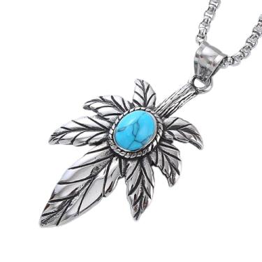 Imagem de Colar com pingente masculino, corrente vintage de aço inoxidável para homens e mulheres, colar de joias para presente, One Size, Aço inoxidável, Sem Pedra Preciosa