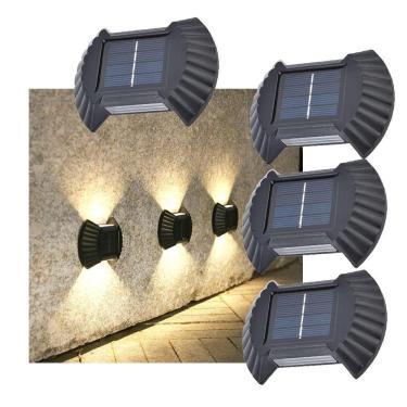 Imagem de Luminaria Solar Parede Arandela Balizador Led Kit 4 Und Luz