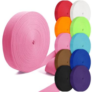 Imagem de Grosun Correias de algodão 2,5 cm, 3,8 cm, 5 cm, 5 cm, tiras de lona para bolsas, 10 60 cm, 3,3 metros (rosa, 3,5 polegadas x 10 jardas)