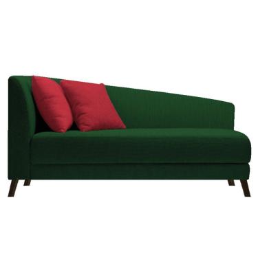 Imagem de Recamier Heitor 160cm Com Almofada Lado Direito Suede Cor Verde/vermelho