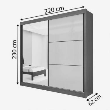 Imagem de Guarda Roupa Titanium 2 Portas 6 Gavetas Com Espelho Com Pés D' Doro Cinamomo/off White