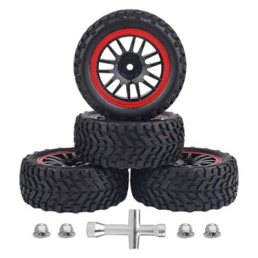 Imagem de AllinRC 12mm Hex Wheels & Rubber Tires OD 2.52" Pre-Glued for Traxxas 4 Tec 2.0 1/18 Latrax Teton Tamiya TT02 Redcat Lightning EPX HSP Flying Fish Kyosho HPI MST RC 1/10 On-Road Drift Car (Type 2)