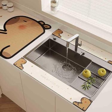 Imagem de Bonito desenho animado frutas animais padrão pia torneira tapete absorvente bonito protetor de respingos atrás torneira tapete de drenagem para banheiro cozinha (estilo3, 60x10cm)