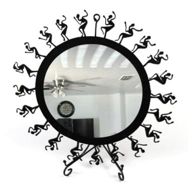 Imagem de COZY CRAFTCLUB Espelho decorativo vintage redondo de arte tribal – banheiro, quarto, sala de estar, espelho de maquiagem e barbear