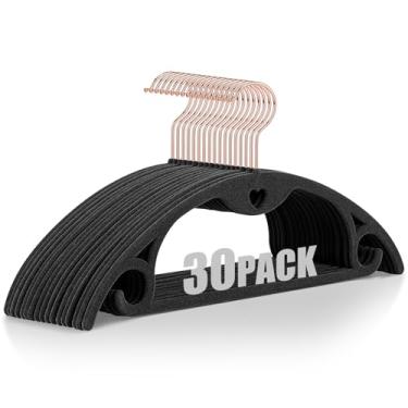 Imagem de IEOKE Cabides de veludo, pacote com 30, sem batidas, ultrafino, economia de espaço, giratório de 360 graus, gancho resistente para ternos, suéteres, casacos, jaquetas, calças e camisas (pacote com 30