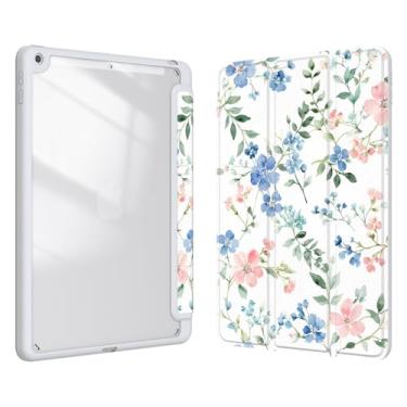 Imagem de Xkladz Capa para iPad 9ª/8ª/7ª geração (2021/2020/2019) 10,2 polegadas, capa com suporte para lápis, capa traseira transparente, design bonito para mulheres e meninas, hibernar/acordar automaticamente