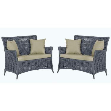 Imagem de 2 Sofás área Externa Igapó Alumínio Preta Corda Náutica E7 Prata