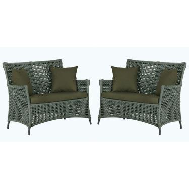 Imagem de 2 Sofás área Externa Igapó Alumínio Preta Corda Náutica E13 Verde