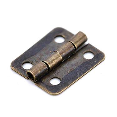 Imagem de 1. 0 PCS. Dobradiça antiga mini bronze ouro decoração porta dobradiças para armário de madeira vintage caixa de jóias hardware móveis YYDFPIIA (Color : Bronze)