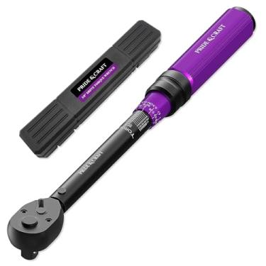 Imagem de PRIDE&CRAFT Chave de torque de 3/8 polegadas, 3% de alta precisão ajustável, dupla direção, 72 dentes, 6,8 a 68 Nm para reparo de bicicletas, motocicletas e carros, roxo e preto