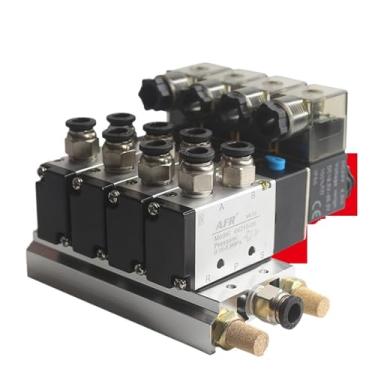 Imagem de 1 válvula solenoide elétrica pneumática 4V410 5 vias 4 posições controle ar gás magnético 4V410-AC110V CC 12V CA 240V CC 24V (DC12V 6 em 6 saídas, 2 combinações)