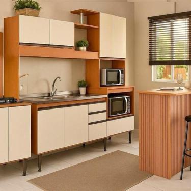 Imagem de Cozinha Compacta com Balcão Cooktop e Bancada Ripada Alice - Móveis Me