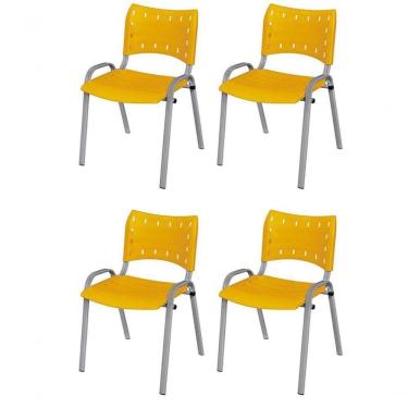 Imagem de Cadeira Iso Base Cinza , Escritório Amarelo - Kit 4 Un