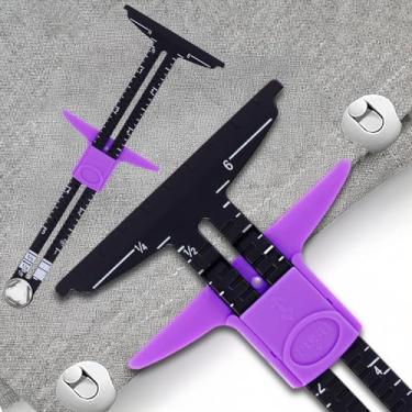 Imagem de Régua de costura, suprimentos de costura de calibre deslizante em forma de T 5 em 1, aplicável ao kit de costura de costura de costura para iniciantes de tricô (preto)