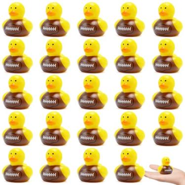 Imagem de BOZILY 24 peças de patos de borracha de futebol em massa lembrancinhas de festa esportivas, pato de borracha pequeno para decorações de aniversário, presentes temáticos de futebol, decorações de